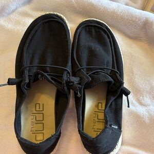 Hey Dude Black Canvas Slip-On Sneakers size 9